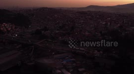 Guarulhos Sao Paulo Brazil, July 04, 2023, aerial view of the end of the day in the city of Guarulhos