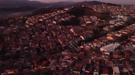 Guarulhos Sao Paulo Brazil, July 04, 2023, aerial view of the end of the day in the city of Guarulhos