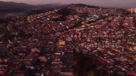Guarulhos Sao Paulo Brazil, July 04, 2023, aerial view of the end of the day in the city of Guarulhos