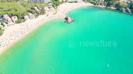 summer aerial shot in Palamos, Catalonia 1 2022
