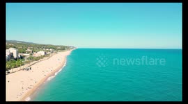 summer aerial shot in canet de mar, Catalonia 1 2022