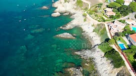 summer aerial shot in palamos, Catalonia 6 2022
