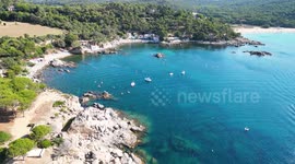 summer aerial shot in palamos, Catalonia 7 2022