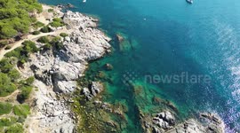 summer aerial shot in palamos, Catalonia 11 2022