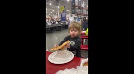 Foodie Toddler accidently drops her slice of Pizza *Hilarious Toddler Fail*
