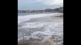 Ondarreta Beach with big wave