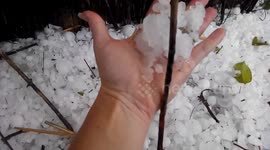 Massive hail stones hit New South Wales, Australia