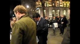 Stephan Mangan    greets fans when arriving at the press night  of Mathew Perry's new play