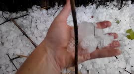 Massive hail stones hit New South Wales, Australia