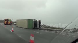 Lorry overturned on M4 due to storm Imogen