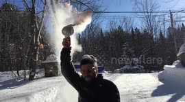 Tobogganing in -32C temperatures with a morning cup of coffee