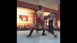 Wrestler dropkicking another wrestler 2x's then spin kicking him in the face!