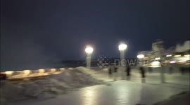 Night views of Niagara Falls amid Arctic blast