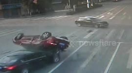 Pregnant woman luckily escapes serious injury in nasty car crash