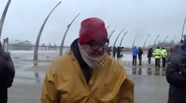 Top gear presenter Chris evans filming outside blackpool tower