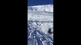 Skier's misguided attempt at back-flip