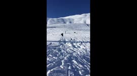 Skier's misguided attempt at back-flip