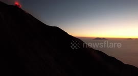 Mount Stromboli creates mushroom cloud-shaped fume as it erupts in Italy