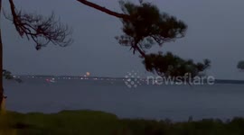 Orange, Spectacular Colorful Sunset over Rehoboth Bay Delaware