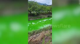 River in Japan turns bright GREEN after bath salt chemicals dumped into water