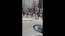 Couple spots their dogs that are out for a walk with a family friend