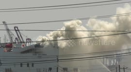 Two firefighters killed and five firefighters injured after a ship fire at the Port of Newark in New Jersey