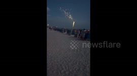 People Celebrate Independence Day By Watching Fireworks in St. Petes Beach, Florida, USA