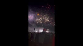 Calvin Harris at at Silverstone launch party with fireworks
