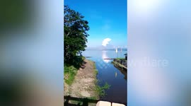 Cloud-like smoke ejected from Taal Volcano in the Philippines