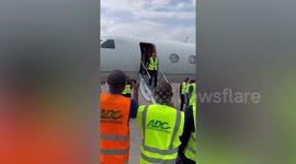 Kylian Mbappe deplanes from Gulf Stream private jet in Cameroon