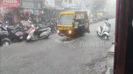 Waterlogged roads during heavy Rain in Rajasthan