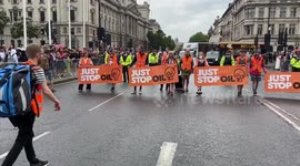 Just Stop Oil activists heckled as slow march through Parliament Square