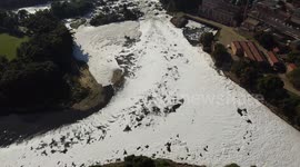 River covered by toxic foam poses threat to locals in Sao Paulo