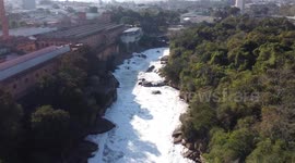 Toxic foam blankets major river running through Sao Paulo, Brazil