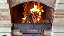 Slowmo of a wood barbecue