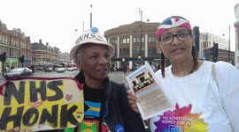 Protest: Mother and daughter of the Windrush generation - We build the NHS75, London, UK