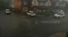 Torrential rain hits Derbyshire as warning for thunderstorms and flooding is issued, UK