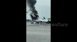 Truck catches fire on Montreal Airport tarmac