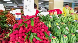 Fruit Market During Hot Weather in Nanning, China