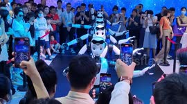 Human-like intelligent service robots perform 'Thousand-Hand Guanyin' dance at China's World Artificial Intelligence Conference