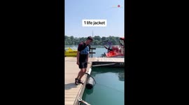 Man jumps into the water wearing 16 life jackets *Hilarious Video*