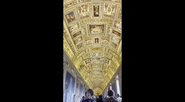 Walking tour of the Gallery of Maps ceiling in the Vatican Museum, Vatican City