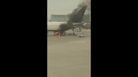 Truck Catches Fire at Montreal Airport