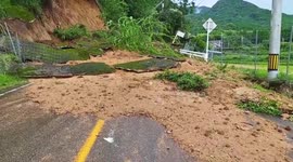 Japan: Aftermath Of Deadly Landslides In Fukuoka, Mud Covering Roads