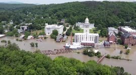 Drone footage shows extensive flooding in Montpelier, Vermont