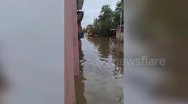 Rescue team officials rescued families including pregnant woman, child and senior citizens in northern India