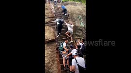 Tourist luckily escapes serious injuries after mountain ladder fall