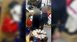 Hilarious CCTV shows man stick golf clubs down his trousers during 'theft'