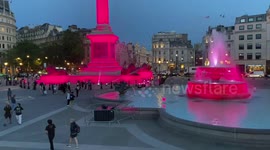 London’s Trafalgar Square bathed in pink light to celebrate Barbie premiere