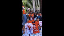 Protest near the Parliament Building, Bangkok, Thailand. Thailand's Parliament votes 13th July to decide if the leader of The Move Forward party, Pita Limjaroenrat, who won the most seats in May's election,  can become the new Prime Minister,